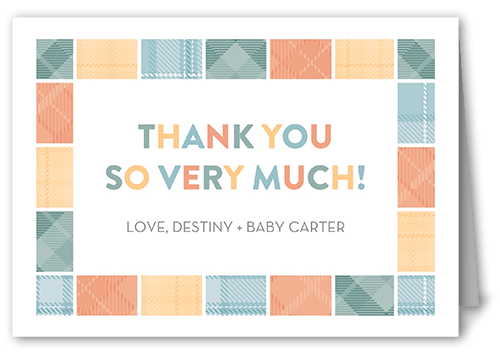 Blocky Tile Thank You Card, White, 3x5, Matte, Folded Smooth Cardstock, White