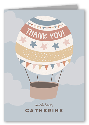 Balloon Travels Thank You Card, Grey, 3x5, Matte, Folded Smooth Cardstock, Whisper Gray