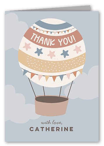 Balloon Travels Thank You Card, Grey, 3x5, Matte, Folded Smooth Cardstock