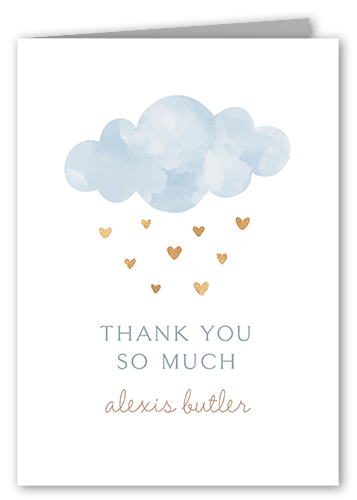 Heart Showers Thank You Card, Blue, 3x5, Matte, Folded Smooth Cardstock