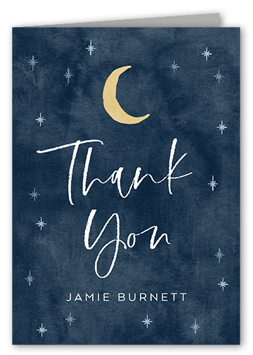 Papercraft Crescent Thank You Card, Blue, 3x5, Matte, Folded Smooth Cardstock, Blue