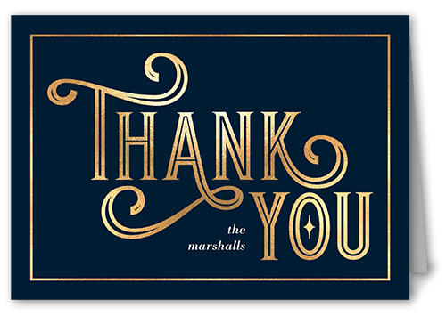 Deco Party Thank You Card, Yellow, 3x5, Matte, Folded Smooth Cardstock, Golden