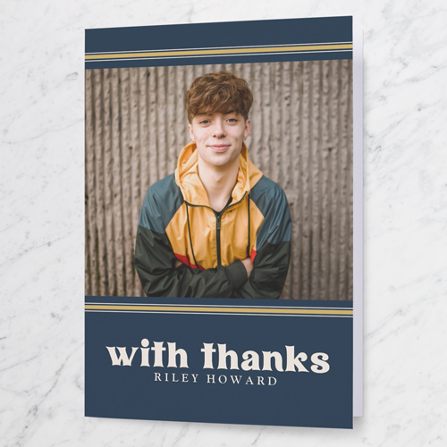 Retro Disciple Thank You Card, Blue, 3x5, Matte, Folded Smooth Cardstock, Navy