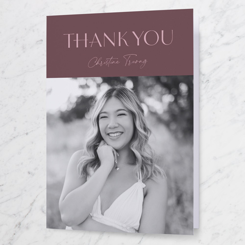 Graduate Gallery Thank You Card, Purple, 3x5, Matte, Folded Smooth Cardstock