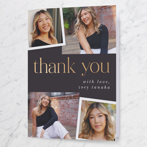 Overlayed Photos Thank You Card, Black, 3x5, Matte, Folded Smooth Cardstock