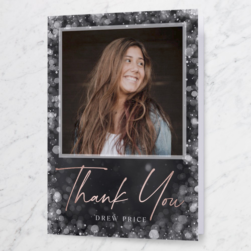 Bokeh Scholar Thank You Card, Black, 3x5, Matte, Folded Smooth Cardstock, Black
