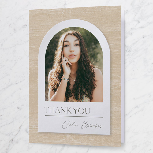 Textured Arch Thank You Card, Beige, 3x5, Write Your Own Greeting, Matte, Folded Smooth Cardstock, Sand