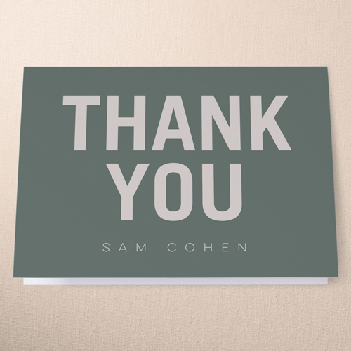 Editable Headline Thank You Card, Green, 3x5, Write Your Own Greeting, Matte, Folded Smooth Cardstock, Green