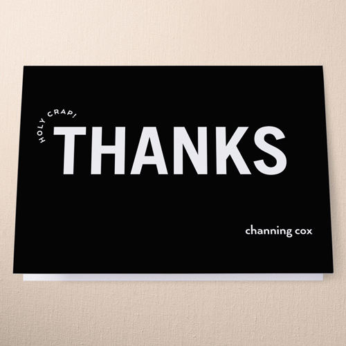 Enclosed Excitement Thank You Card, Black, 3x5, Matte, Folded Smooth Cardstock, Black