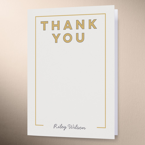 Classic Outline Thank You Card, Brown, 3x5, Matte, Folded Smooth Cardstock