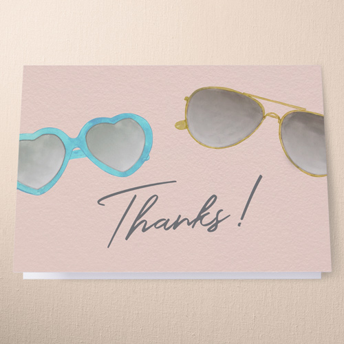Glasses Galore Thank You Card, Pink, 3x5, Matte, Folded Smooth Cardstock, Blush
