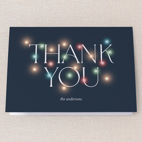 Luminous Gathering Thank You Card, Blue, 3x5, Matte, Folded Smooth Cardstock, Navy