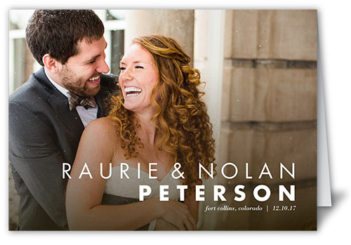 Then There Were Two Wedding Announcement, White, Matte, Folded Smooth Cardstock, Square