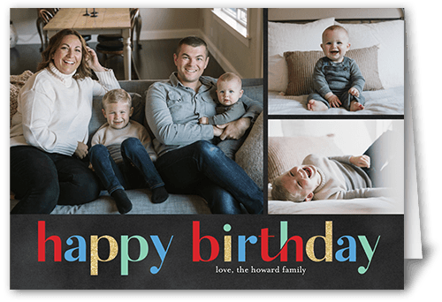 Serif Fun Birthday Card, Grey, 5x7 Folded, Pearl Shimmer Cardstock, Square