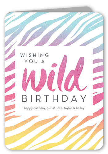 Wild Pattern Birthday Card, Pink, 5x7 Folded, Matte, Folded Smooth Cardstock, Rounded