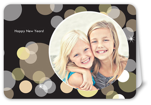 New Year's Bubbles Party Invitation, Yellow, Pearl Shimmer Cardstock, Rounded