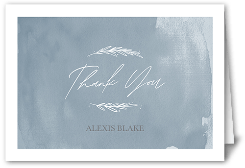 Watercolor Beginnings Thank You Card, Blue, 5x7 Folded, Pearl Shimmer Cardstock, Square, Marine Layer