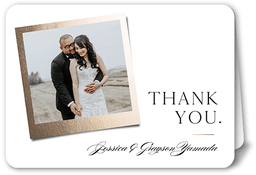 Married Now Thank You Card, White, 5x7 Folded, Pearl Shimmer Cardstock, Rounded
