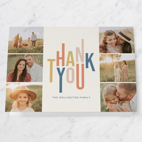 Stacked Gratitude Thank You Card, Beige, 5x7 Folded, Matte, Folded Smooth Cardstock, Square