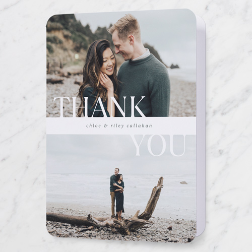 Overlay Type Thank You Card, White, 5x7 Folded, Write Your Own Greeting, Matte, Folded Smooth Cardstock, Rounded