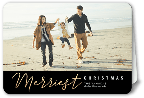 Classic Banner Holiday Card, Black, 5x7 Folded, Christmas, Matte, Folded Smooth Cardstock, Rounded