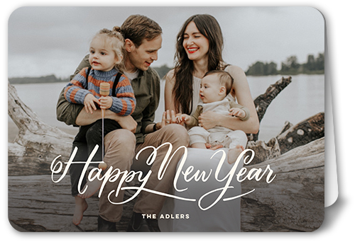 Seasonal Signatures Holiday Card, White, 5x7 Folded, New Year, Matte, Folded Smooth Cardstock, Rounded, White