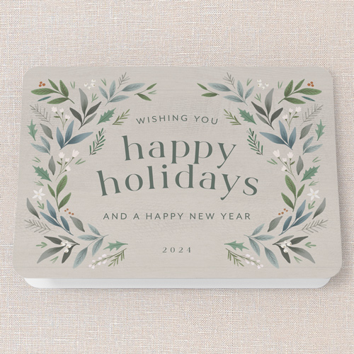 Botanical Arch Holiday Card, Beige, 5x7 Folded, Holiday, Pearl Shimmer Cardstock, Rounded