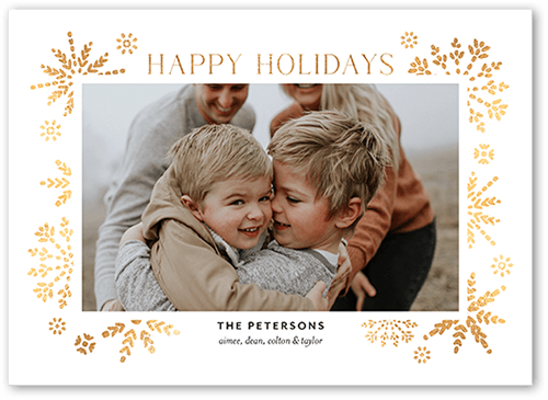 Editable Snowflake Frame Holiday Card, White, 5x7 Folded, Holiday, Matte, Folded Smooth Cardstock, Square, White