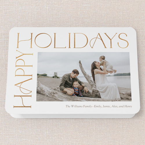 Side Serifs Holiday Card, White, 5x7 Folded, Holiday, Pearl Shimmer Cardstock, Rounded
