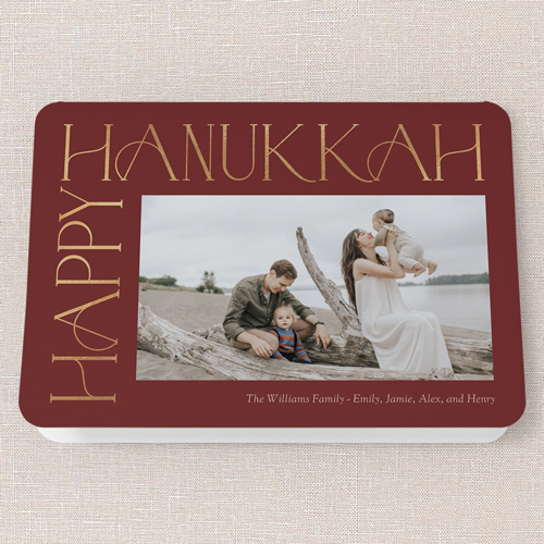 Side Serifs Holiday Card, Red, 5x7 Folded, Hanukkah, Matte, Folded Smooth Cardstock, Rounded, Velvet