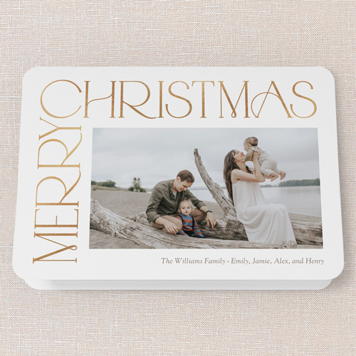 Side Serifs Holiday Card, White, 5x7 Folded, Christmas, Matte, Folded Smooth Cardstock, Rounded, White
