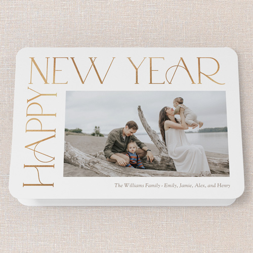 Side Serifs Holiday Card, White, 5x7 Folded, New Year, Matte, Folded Smooth Cardstock, Rounded, White