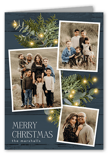 Festive Photos Holiday Card, Blue, 5x7 Folded, Write Your Own, Matte, Folded Smooth Cardstock, Square
