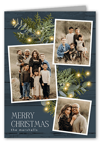 Festive Photos Holiday Card, Blue, 5x7 Folded, Christmas, Matte, Folded Smooth Cardstock, Square