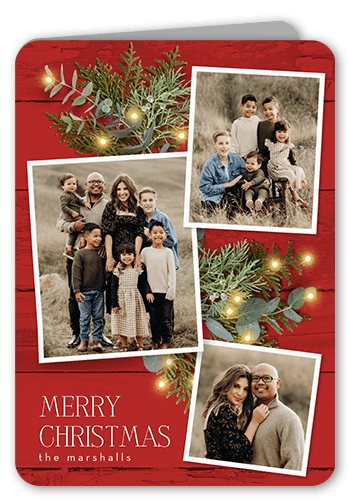 Festive Photos Holiday Card, Red, 5x7 Folded, Write Your Own, Matte, Folded Smooth Cardstock, Rounded