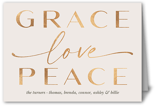 Peaceful Loving Wishes Holiday Card, Beige, 5x7 Folded, Religious, Matte, Folded Smooth Cardstock, Square