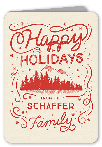 Snowy Mountains Holiday Card, Rounded Corners