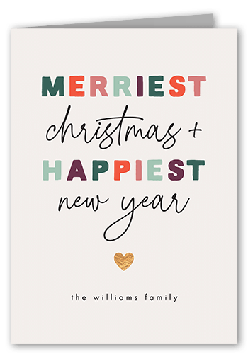 Multicolor Merry Holiday Card, Blue, 5x7 Folded, Christmas, Pearl Shimmer Cardstock, Square, Lake