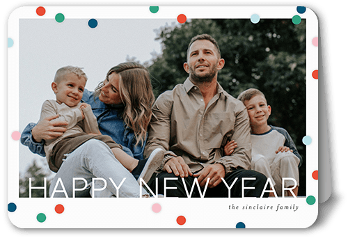 Modern Polka Dot Holiday Card, Green, 5x7 Folded, New Year, Matte, Folded Smooth Cardstock, Rounded