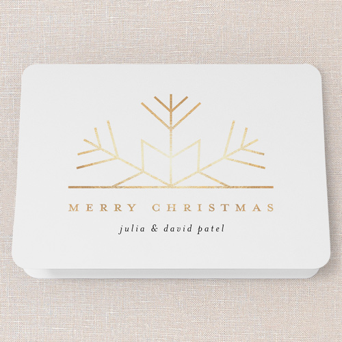 Modern Snowflake Gallery Holiday Card, White, 5x7 Folded, Christmas, Pearl Shimmer Cardstock, Rounded