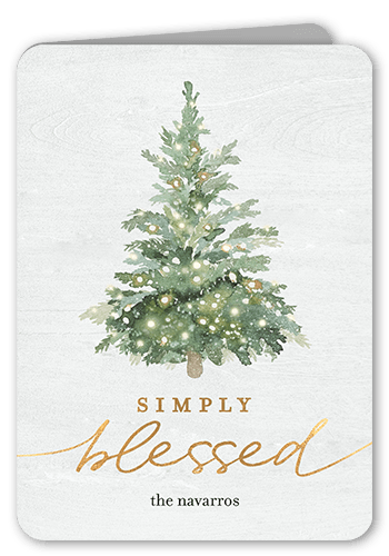 Watercolor Tree Holiday Card, White, 5x7 Folded, Religious, Matte, Folded Smooth Cardstock, Rounded