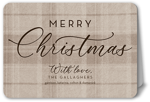 Soft Flannel Holiday Card, Beige, 5x7 Folded, Christmas, Matte, Folded Smooth Cardstock, Rounded, Tan