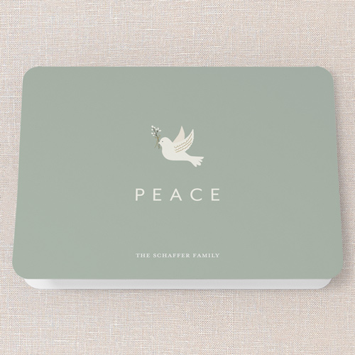 Peaceful Simplicity Holiday Card, Green, 5x7 Folded, Holiday, Matte, Folded Smooth Cardstock, Rounded, Leafy