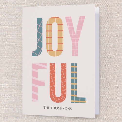 Fun Plaid Holiday Card, Beige, 5x7 Folded, Holiday, Matte, Folded Smooth Cardstock, Square, Apricot Mousse