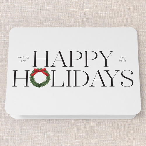 Holiday Wreath Elegance Holiday Card, White, 5x7 Folded, Holiday, Matte, Folded Smooth Cardstock, Rounded, White