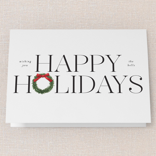 Holiday Wreath Elegance Holiday Card, White, 5x7 Folded, Holiday, Pearl Shimmer Cardstock, Square, White