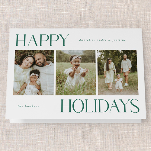 Simplistic Style Holiday Card, White, 5x7 Folded, Holiday, Pearl Shimmer Cardstock, Square, White