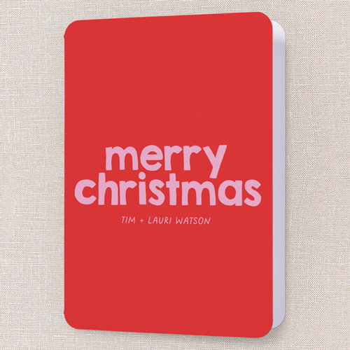 Festively Fun Holiday Card, Red, 5x7 Folded, Christmas, Pearl Shimmer Cardstock, Rounded