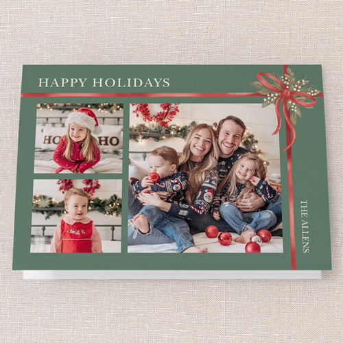 Classic Bow Holiday Card, Green, 5x7 Folded, Holiday, Matte, Folded Smooth Cardstock, Square, Avocado