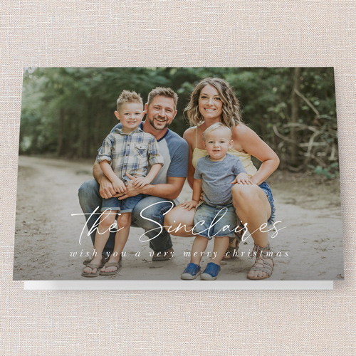 Timeless Script Holiday Card, White, 5x7 Folded, Write Your Own, Matte, Folded Smooth Cardstock, Square, White